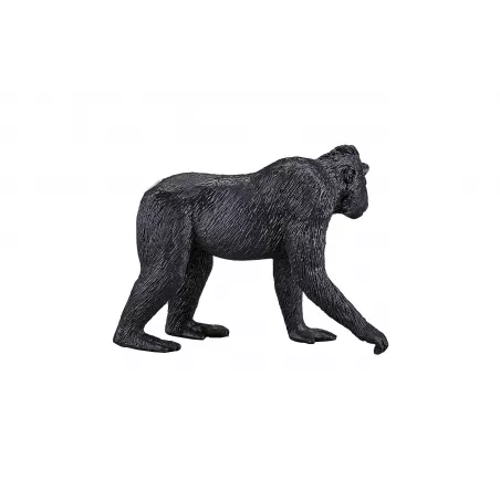 Figura realista de macaco crestado negro pintada a mano para coleccionistas y juego educativo.
