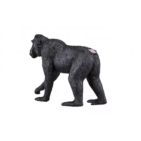 Figura realista de macaco crestado negro pintada a mano para coleccionistas y juego educativo.