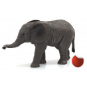 Figura detallada de cría de elefante africano para juego educativo y decoración.