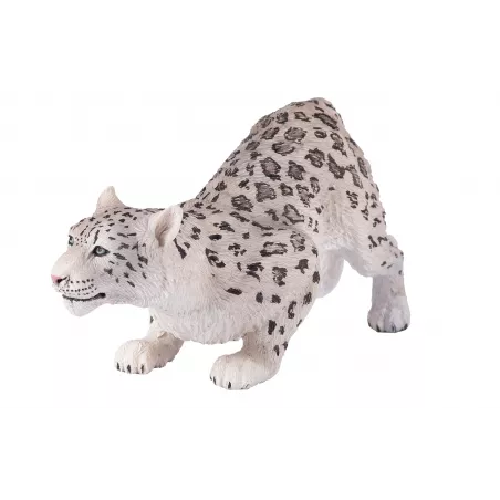 Figura realista de leopardo de las nieves con detalles anatómicos de alta calidad para coleccionistas.