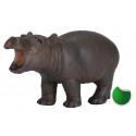 Figura realista de hipopótamo bebé de juguete marca Mojo para colección y juego infantil.