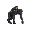 Figura realista de chimpancé con su cría abrazada de Mojo, juguete educativo pintado a mano.