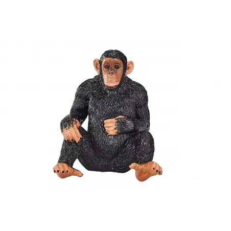 Figura realista de chimpancé de la colección Mojo pintada a mano para coleccionistas y juego educativo.