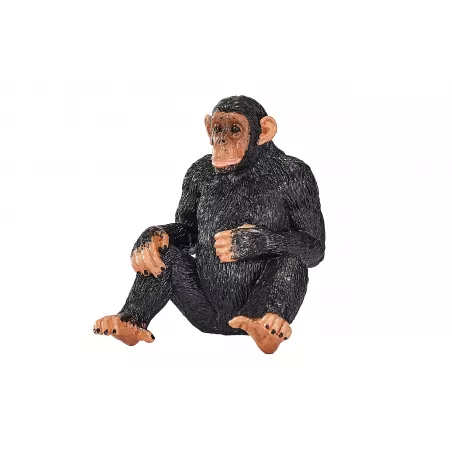 Figura realista de chimpancé de la colección Mojo pintada a mano para coleccionistas y juego educativo.