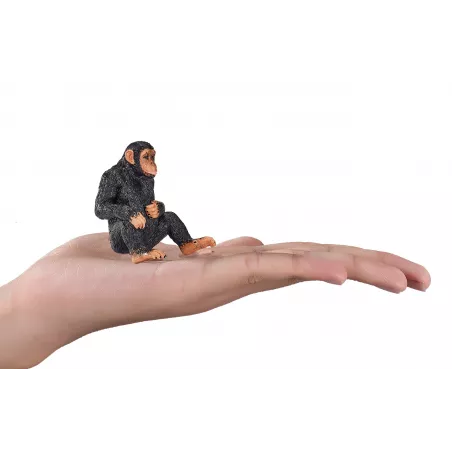 Figura realista de chimpancé de la colección Mojo pintada a mano para coleccionistas y juego educativo.