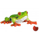 Réplica realista de la rana arborícola de ojos rojos Mojo, figura decorativa y coleccionable.