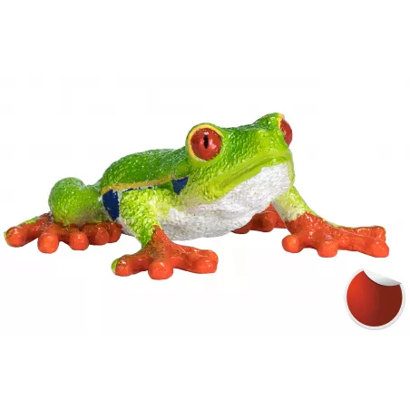 Réplica realista de la rana arborícola de ojos rojos Mojo, figura decorativa y coleccionable.