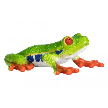 Réplica realista de la rana arborícola de ojos rojos Mojo, figura decorativa y coleccionable.