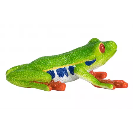 Réplica realista de la rana arborícola de ojos rojos Mojo, figura decorativa y coleccionable.