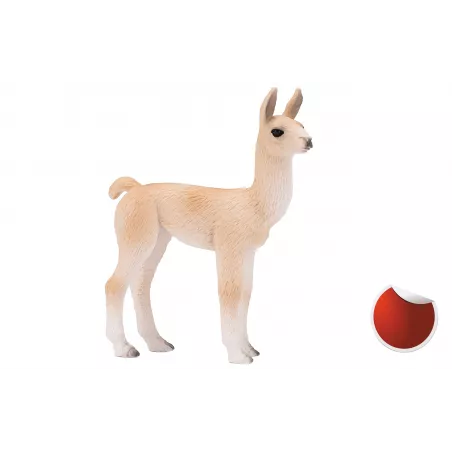 Figura artesanal de llama bebé con diseño realista para decoración de interiores y juego infantil.