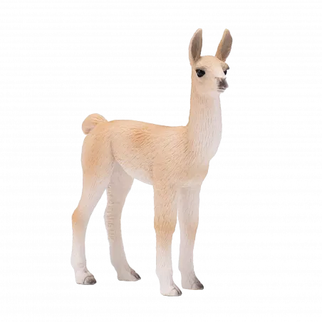 Figura artesanal de llama bebé con diseño realista para decoración de interiores y juego infantil.