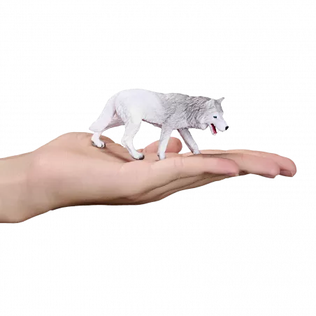 Figura de lobo ártico Mojo pintada a mano, juguete realista y detallado de colección.
