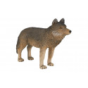 Figura decorativa detallada de lobo vigilante con diseño realista y compacto para coleccionistas.