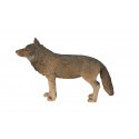 Figura decorativa detallada de lobo vigilante con diseño realista y compacto para coleccionistas.